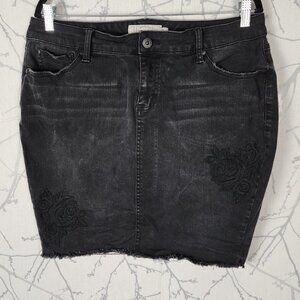 Torrid Black Wash Floral Embroidered Denim Pencil Skirt